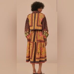 NWT $298 FARM RIO Charming Garden Scarves Midi Chemise Small great for Fall!